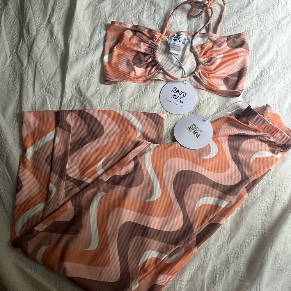 Princess Polly Swirl Print festival Set - Pink, Brown, and Cream